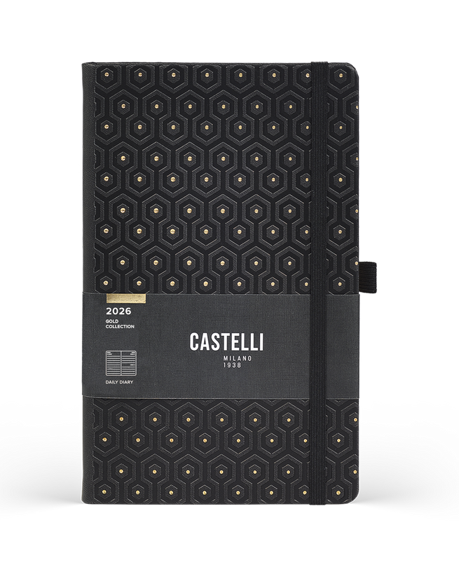 Kalendarz A5 dzienny HONEYCOMB Gold Castelli      