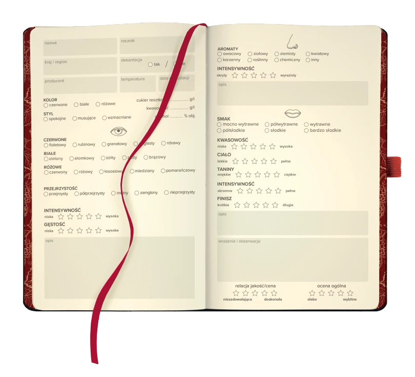 notes degustacyjny A5 KIPER burgundowy
