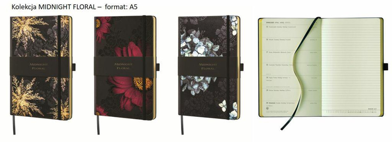 notes A5/linia MIDNIGHT FLORAL hydrangea